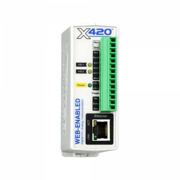 ControlByWEB X-420 : Module sur IP. 4 entrées analogiques, 2 e/s numériques, 16 capteurs 1-wire et 1 entrée fréquences